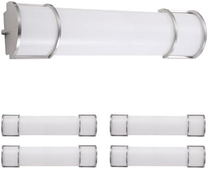 ASD LED 24" Vanity Flush Mount Light Fixture, Linear Bathroom Lighting Bar | 3CCT, Dimmable, Energy Star, ETL Listed | 25W 1950LM 3000-5000K 120V | Long Bath Wall Sconce Over Mirror | Nickel, 4 Pack