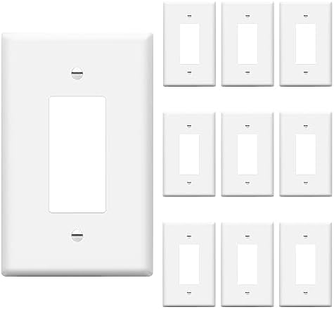 ENERLITES 1-Gang White Oversize Decorator Switch Outlet Wall Plate, 10 Pack