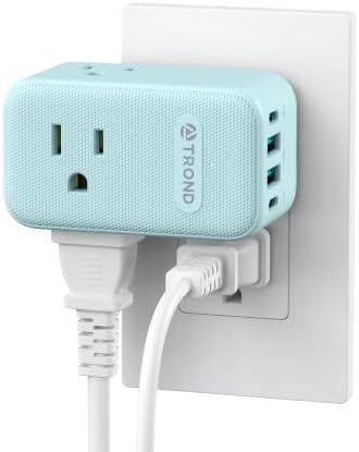 TROND Outlet Extender with USB, Multi Plug Wall Outlet with 3 AC Chargers