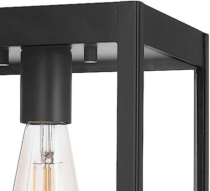 Globe Electric 60000020 1-Light Outdoor Flush Mount Ceiling Light Fixture, Matte Black, Clear Glass Shade, Front Porch Décor Lighting, Weather Resistant