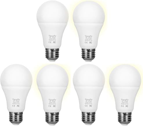Vgogfly Sensor Lights Bulb Dusk to Dawn LED Light Bulbs Smart Lighting Lamp 7W E26/E27 Automatic On/Off, Indoor/Outdoor Yard Porch Patio Garage Garden (Warm White, 6 Pack)