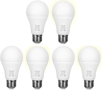 Vgogfly Sensor Lights Bulb Dusk to Dawn LED Light Bulbs Smart Lighting Lamp 7W E26/E27 Automatic On/Off, Indoor/Outdoor Yard Porch Patio Garage Garden (Warm White, 6 Pack)
