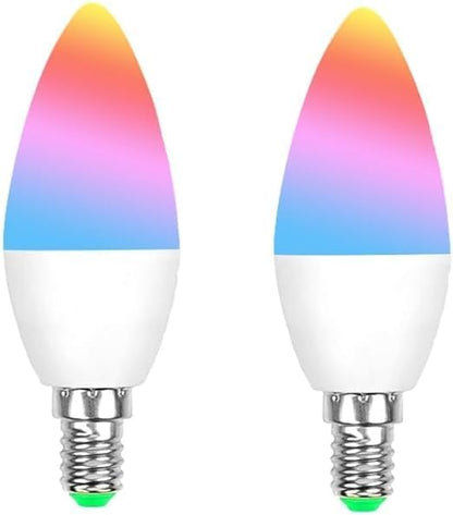 Tuya Bluetooth Smart LED Light Bulbs RGBCW, E12 Music Sync Color Changing,with App Control for Living Room, Party,2PACK.
