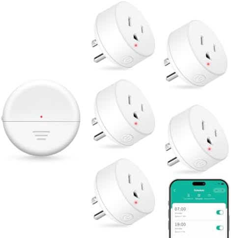 NineLeaf Wireless Motion Sensor WiFi Outlet 260FT Remote Smart Switch | App Control, Adjustable Sensing Mode, WIFI Auto Control Lights Fan Appliances, No Wiring,Garage,1Sensor 5Plugs
