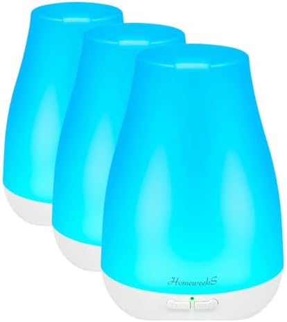 Homeweeks Diffusers, 100ml Colorful Essential Oil Diffuser with Adjustable Mist Mode, Auto Off Aroma for Bedroom/Office/Trip (100 ML 3 Pack)