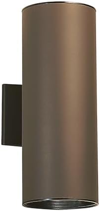 Kichler Cylinders 15" 2-Light Outdoor Cylinder Wall Sconce in Architectural Bronze, (15" H x 5.75 W), 9246AZ