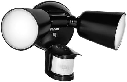 RAB Lighting LU160 Luminator Motion Sensor Outdoor Lights - Flood Light for Security, Outside Dusk to Dawn Photocell, 3000k–5000k Tunable, IP65 Weatherproof Rating, 160°Coverage, 50 Ft Range (Black)