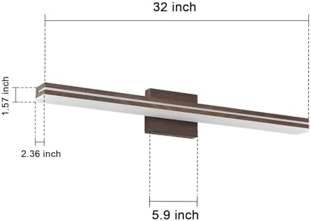 SineRise 32-Inch LED Modern Bathroom Vanity Light Bar, Brown Modern Acrylic Bathroom Wall Lighting Fixtures Over Mirror (Cool White 6000K)