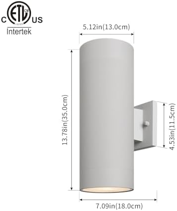 mirrea 12" Modern Outdoor Porch Light in 2 Lights, 2 Pack, Metallic Gray