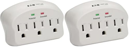 Tripp Lite 3 Outlet Portable Surge Protector Power Strip, Direct Plug in, $5,000 Insurance (SK3-0), Apple, Grey (Pack of 2)