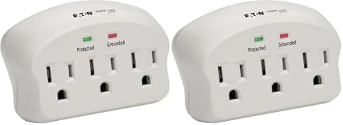 Tripp Lite 3 Outlet Portable Surge Protector Power Strip, Direct Plug in, $5,000 Insurance (SK3-0), Apple, Grey (Pack of 2)
