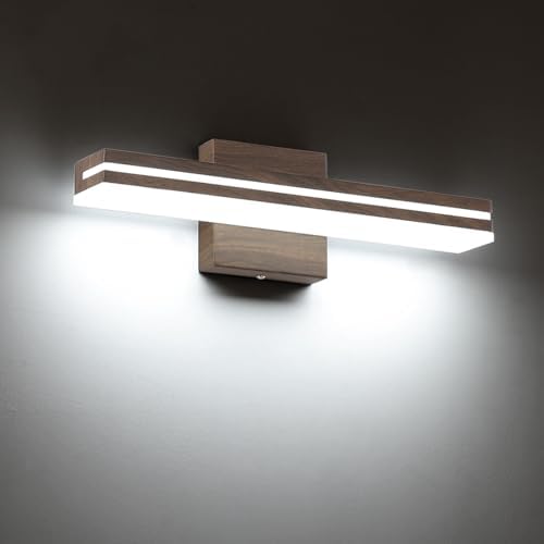 SineRise 16-Inch LED Modern Bathroom Vanity Light Bar, Brown Modern Acrylic Bathroom Wall Lighting Fixtures Over Mirror (Cool White 6000K)