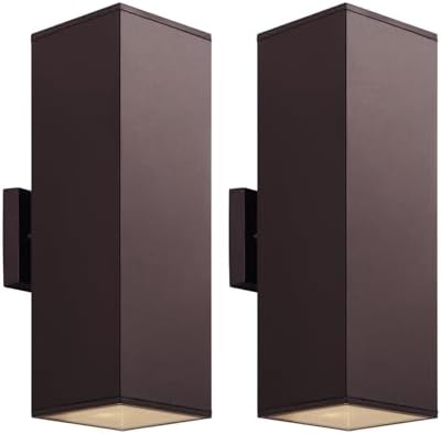 mirrea 18" Modern Outdoor Porch Light, 2 Lights, Oil Rubbed Bronze, 2 Pack