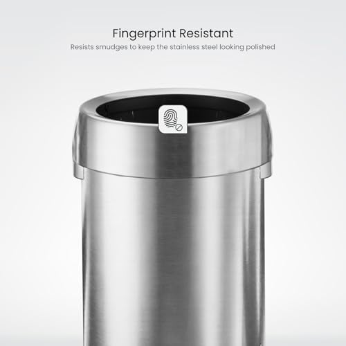 Home Zone Living 16 Gallon Commercial Trash Can with Removable Open Top Lid