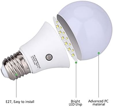 cjc 2 Packs LED Sensor Bulbs, 7W E27 Dusk to Dawn Smart LED Light Bulb Energy Save Automatic Sensor Ball Lamps (4000K-Natural White)