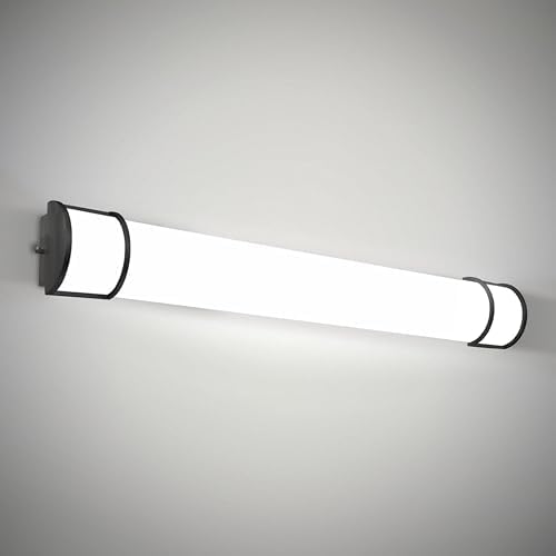 ASD LED 48" Vanity Flush Mount Light Fixture, Linear Bathroom Lighting Bar | 3CCT, Dimmable, Energy Star, ETL Listed | 35W 3200LM 3000-5000K 120V | Long Tube Bath Wall Sconce Over Mirror | Black