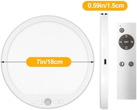 Rechargeable Motion Sensor Ceiling Light with Remote,Round,2 Pack