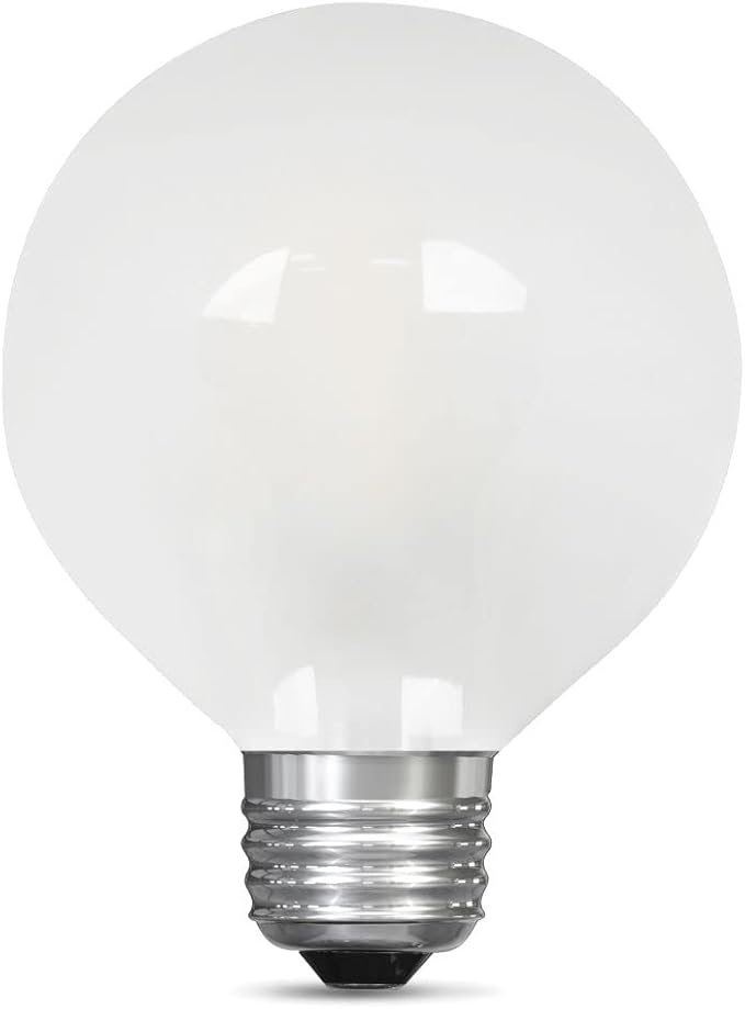 Feit Electric BPG2560/F/850/LED Decorative Frost Glass Filament LED Dimmable 60W Equivalent Daylight G25 Globe Light Bulb, White, 4.3"" h x 3.1"" d
