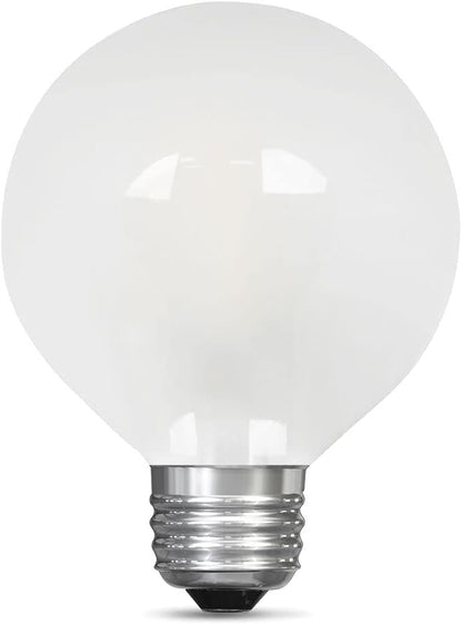 Feit Electric BPG2560/F/850/LED Decorative Frost Glass Filament LED Dimmable 60W Equivalent Daylight G25 Globe Light Bulb, White, 4.3"" h x 3.1"" d