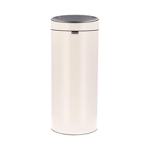 Brabantia Press-Top Kitchen Trash Can | Soft Beige | 8 Gallon / 30L | Home Trash Can with Soft-Touch Stay-Open Lid & Removable Inner Bucket | + Trash Bags
