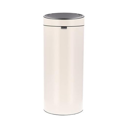 Brabantia Press-Top Kitchen Trash Can | Soft Beige | 8 Gallon / 30L | Home Trash Can with Soft-Touch Stay-Open Lid & Removable Inner Bucket | + Trash Bags