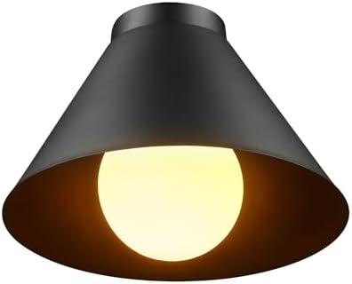 Globe Electric 60000163 1-Light Outdoor Flush Mount, Painted Black Sand Texture, Frosted Opal Glass Inner Shade