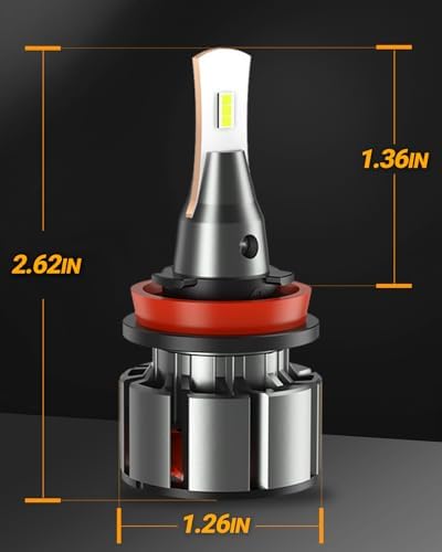 SEALIGHT H11/H9/H8 Light Bulbs, 800% Ultra-Brightness than Origin, 10-Year Extended Lifespan, 6500K White Illumination for Automotive H11 Lights, Plug-N-Play, Pack of 2