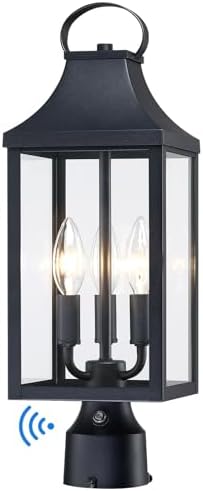 18.62'' Dusk to Dawn Post Light Outdoor, Large 3-Light Lamp Post Light