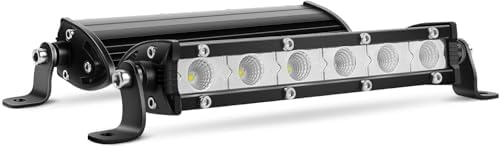 Nilight 2PCS 7 Inch 18W Ultra-Slim Single Row LED Flood Light Bar Fog Light Dricing Light Work Light for Offroad 4x4 Jeeps Trucks ATV UTV SUV Tacoma Subaru