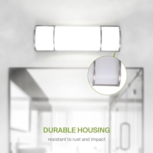 ASD LED 18" Vanity Flush Mount Light Fixture, Linear Bathroom Lighting Bar | 3CCT, Dimmable, Energy Star, ETL Listed | 20W 1650LM 3000-5000K 120V | Long Bath Wall Sconce Over Mirror | Nickel, 4 Pack