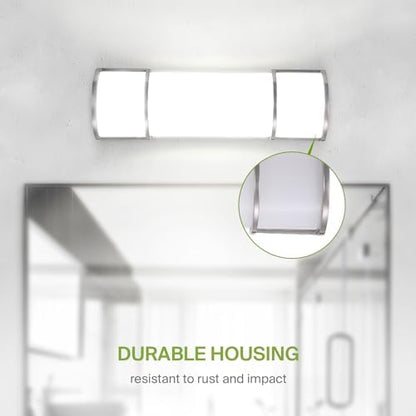 ASD LED 18" Vanity Flush Mount Light Fixture, Linear Bathroom Lighting Bar | 3CCT, Dimmable, Energy Star, ETL Listed | 20W 1650LM 3000-5000K 120V | Long Bath Wall Sconce Over Mirror | Nickel, 2 Pack