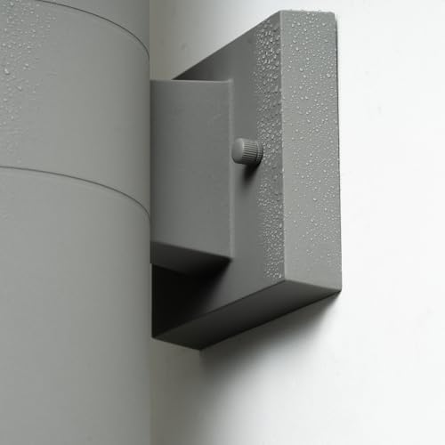 mirrea 18" Modern Outdoor Porch Light in 2 Lights, Matte Gray, 2 Pack