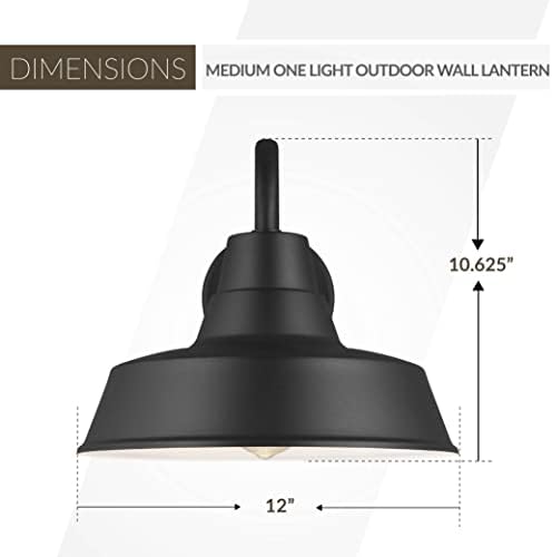 Generation Lighting 8637401-12 Barn Light-1 Light Medium Outdoor Wall Lantern in Traditional Style-12 Inch Wide by 10.63 Inch High Black Finish