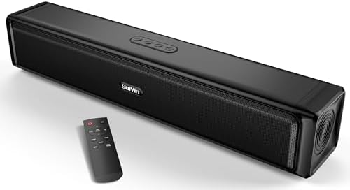 Saiyin Sound Bar,Soundbar for TV with 4 Powerful Speakers,Surround Sound System for TV,17 inch Soundbar with Bluetooth/HDMI-ARC/Optical/AUX,Wall Mountable