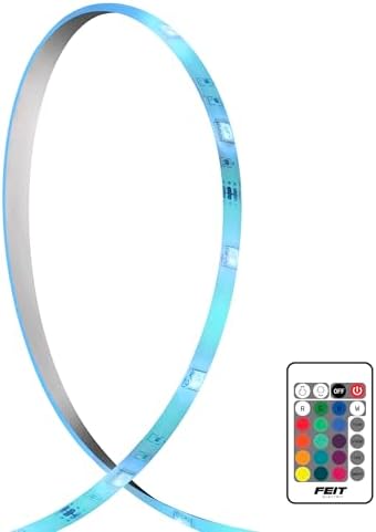 Feit Electric 10ft Color LED Tape Light, Dimmable, RGB Color with Remote Control, Cut-to-Fit Design, 5V USB-Powered Display Lighting, Indoor Use Only, 25,000-Hour Lifetime, TAPE120/RGB/USB