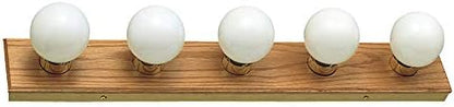 Design House 500215 5-Light Vanity Strip Light Contemporary Dimmable for Bathroom, Bedroom, Makeup Vanity, Honey Oak