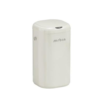 MRBIN Adsorption Metal Kitchen Motion Sensor Trash Can Removable, 30L / 7.9gal Automatic Absorbing Bag Lidded Garbage Bin with Wheels, Commercial Waste Basket for Office and Bedroom, Bathroom, White