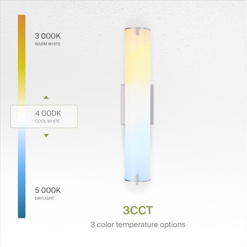 ASD LED 24" Vanity Wall Mount Light Fixture, Linear Bathroom Lighting Bar | 3CCT, Dimmable, Energy Star, ETL Listed | 25W 1950LM 3000-5000K 120V | Long Tube Bath Sconce Over Mirror | Nickel