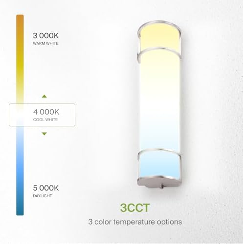 ASD LED 24" Vanity Flush Mount Light Fixture, Linear Bathroom Lighting Bar | 3CCT, Dimmable, ETL Listed | 25W 2600LM 3000-5000K 100-277V | Long Tube Bath Wall Sconce Over Mirror | Nickel