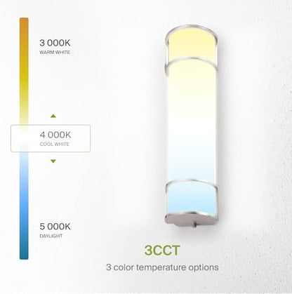 ASD LED 24" Vanity Flush Mount Light Fixture, Linear Bathroom Lighting Bar | 3CCT, Dimmable, ETL Listed | 25W 2600LM 3000-5000K 100-277V | Long Tube Bath Wall Sconce Over Mirror | Nickel