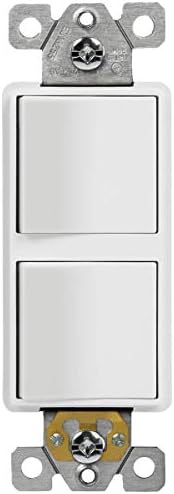 ENERLITES White Double Paddle Decorator Single Pole Switch, 15A, 1 Pack