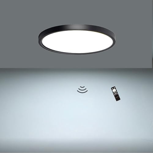 7in Motion Sensor Ceiling Light Indoor, 15W 1500LM, Black
