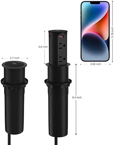 Jgstkcity Pop up Countertop Outlet,2.5in Hole Desk Grommet,65W USB