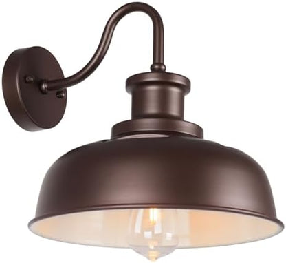 Solar Barn Light for Outside, Outdoor Wall Lights Solar Powered, Farmhouse Exterior Wall Sconce, Industrial Outside Lighting Fixture, Rustic Bronze White Lantern for Barn Shed Coop Garage Patio
