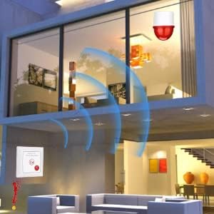 Retekess TH103 Wireless Strobe Light, Outdoor Siren With 3 Red LED, 110dB Loud Flash Siren, 2 Panic Buttons for Office, Warehouse, Business