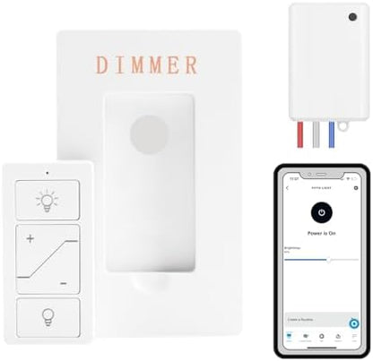 Wireless Light Switch, Remote Light Switch Compatible with Alexa, Smart Wireless Dimmer Switch and Receiver, Wall Lighting Fixture for Ceiling Lights, Fans, Lamps