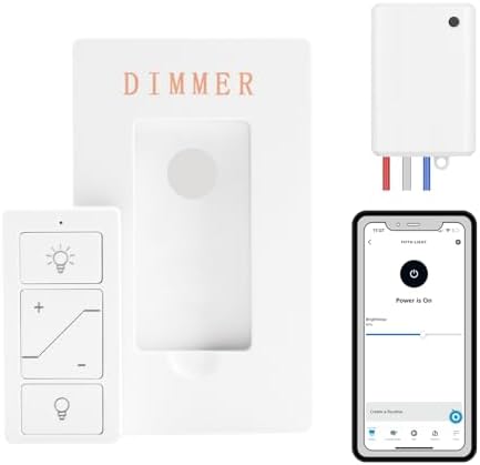 Wireless Light Switch, Remote Light Switch Compatible with Alexa, Smart Wireless Dimmer Switch and Receiver, Wall Lighting Fixture for Ceiling Lights, Fans, Lamps