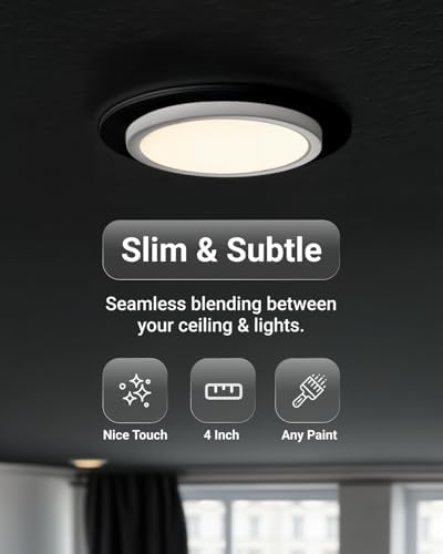 Sunco 12 Pack Goof Rings 4 Inch Recessed Lights, Can Light Trim Ring Flush Mount, Black Matte Finish, Durable Plastic Design, Ultra Thin