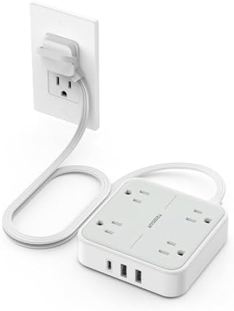 TESSAN Surge Protector Flat Extension Cord 3 Ft, Ring Plug Power Strip