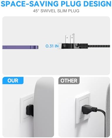 10FT Cruise Approved Power Strip with USB C - Black Flat Plug Extension Cord with 3 Outlets & 4 USB Ports (2 USB-C), No Surge Protector for Cruise, Kitchen, Bathroom, Travel